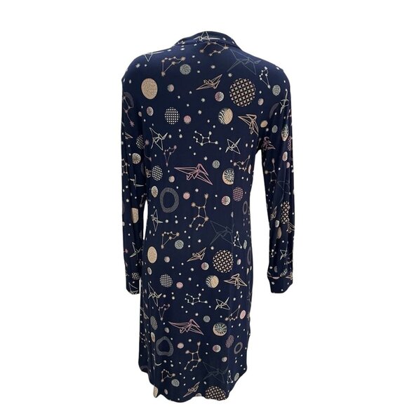 Hale Bob XS Long Sleeve Midi Slip Dress Celestial Soft Stretch Boho Chic Unique - Picture 7 of 11